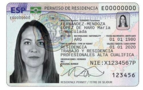Ejemplo de Tarjeta de Identidad de Extranjero/a (TIE)