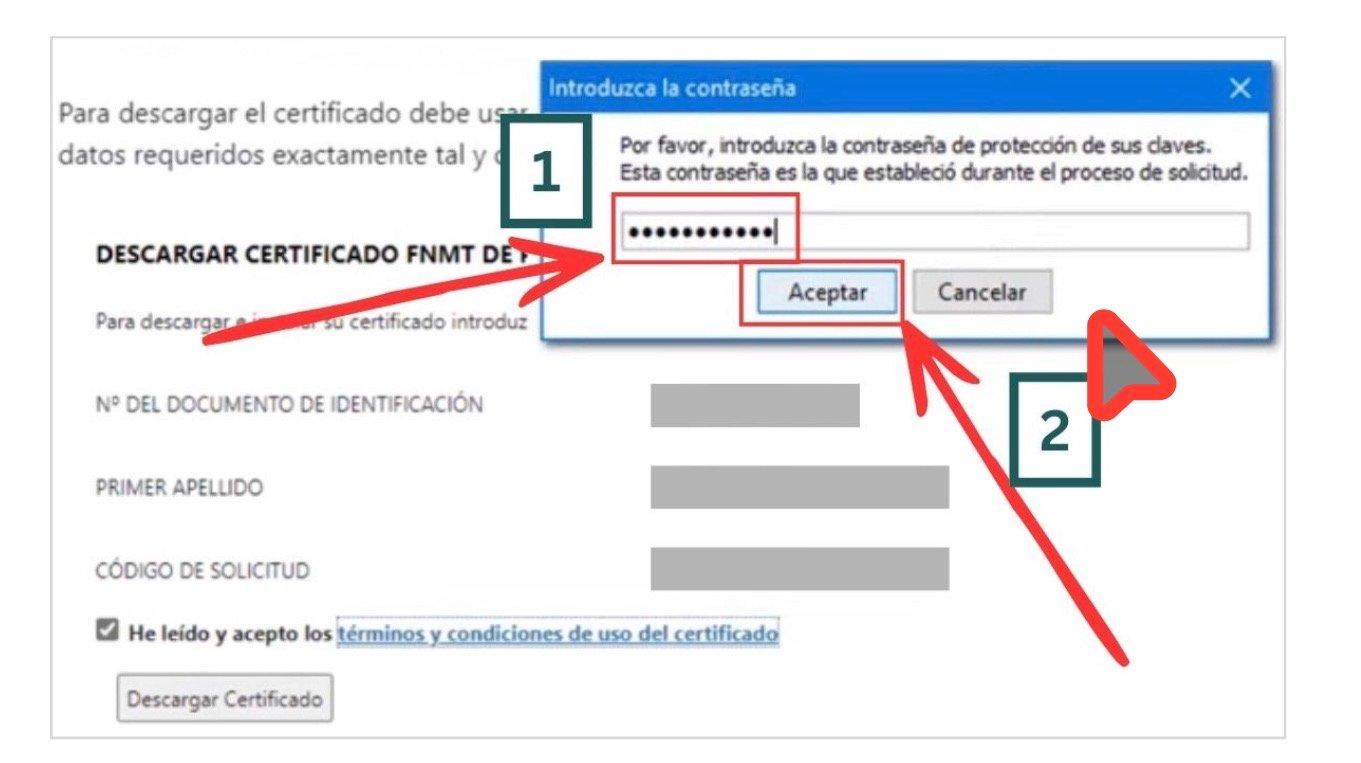 Diálogo de contraseña durante la descarga del certificado