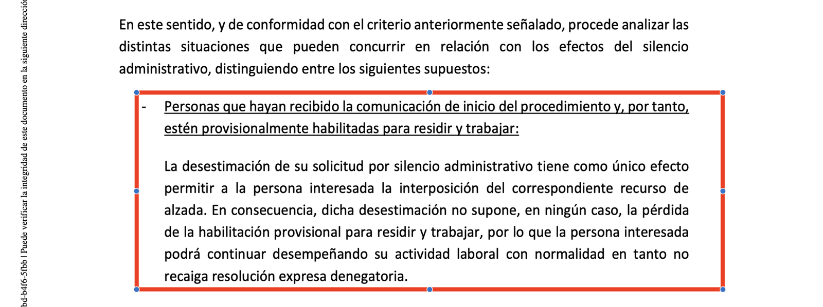 Extracto del criterio de la DGGM sobre las personas que ya han recibido la comunicación de inicio